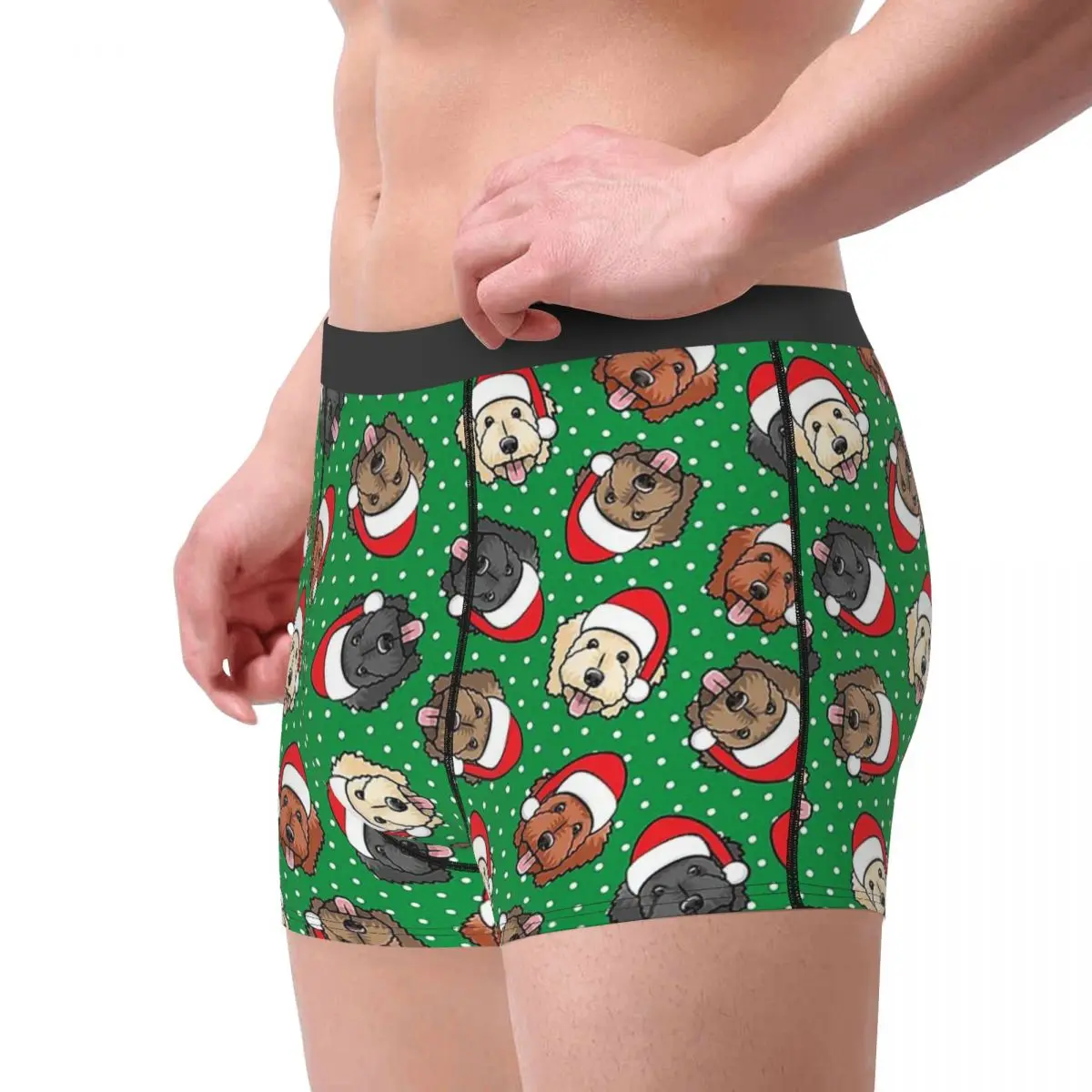 Christmas Doodles Goldendoodles  Polka Dots Labradoodle Labrador Dog Doge Underpants Panties Men's Underwear Shorts Boxer Briefs