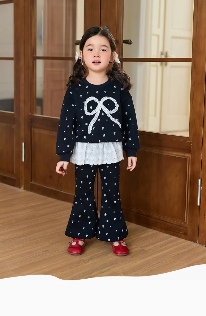 RAISE 2-8 Jahre Kinder Mädchen Zweiteiliges Outfit Herbst Kinder Mädchen Schleifen-Sweatshirt Trainingsanzüge 2026 Spitzenbesetzte Schlaghose Outfits – Detail 13