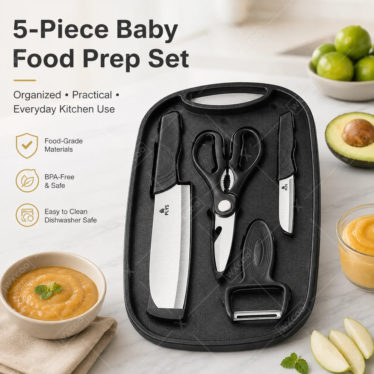 Baby Food Knife Set - WXCOO Portable Travel Cutting Board Set