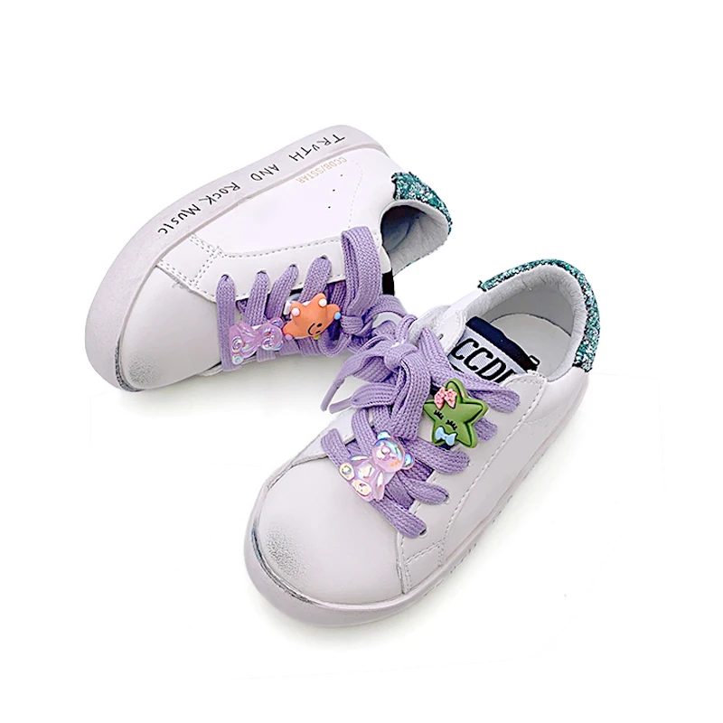 Kids Sneakers 2024 Girls Spring Fashion Shiny Running Sport Shoes Children Non-slip Trainers Student CCDB Casual Sneakers