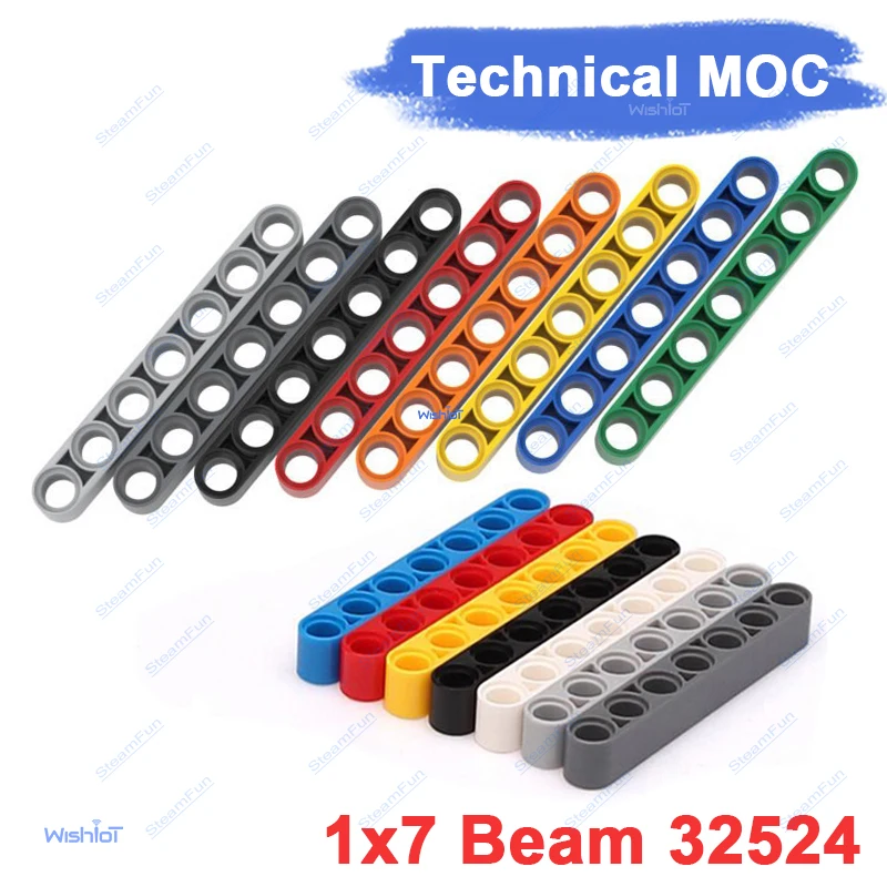 

32524 1x7 Straight Technical Beam Thick Arm Link for Legoeds MOC Frame Liftarm Building Blocks Accessories Toys Bulk Parts