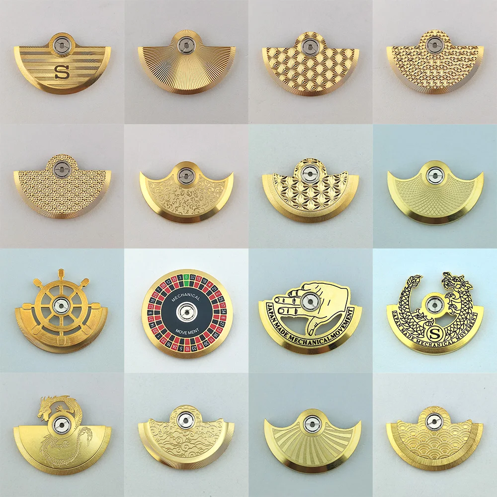 Image of 28 verschiedene goldene NH35 Schwungmassen-Rotoren, hochwertige Metallrotoren, passend für NH35/36/38/39/70/34 4R Uhrwerke, Ersatzteile
