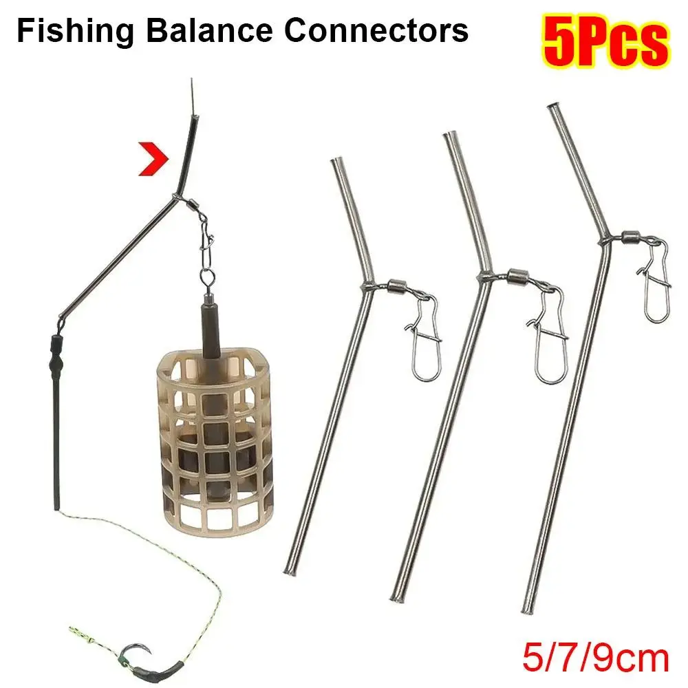 5Pcs 5/7/9cm Fishing Balance Connectors Small Style Anti-Tangle Brass Tube Balances Copper Feeder Boom Fishing Tackle