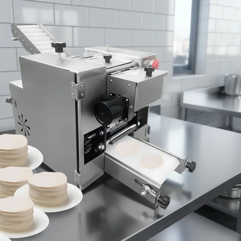 Automatic Motorized Dumpling Skin Wrapper Roll Making Machine For Pizza Dough Chapati Pasta Tortilla Papad Empanada Samosa