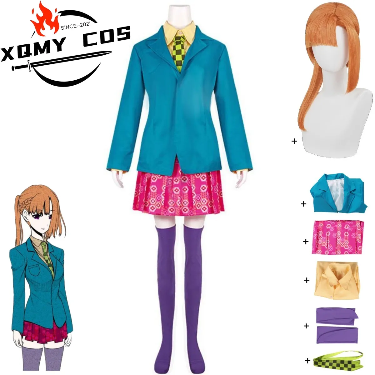 

XQGame Your Turn To Die Chidouin Sara Косплей Костюм Японский JK Школьная форма Юбка Пальто Парик Взрослый Женский Сексуальный Костюм Кампуса