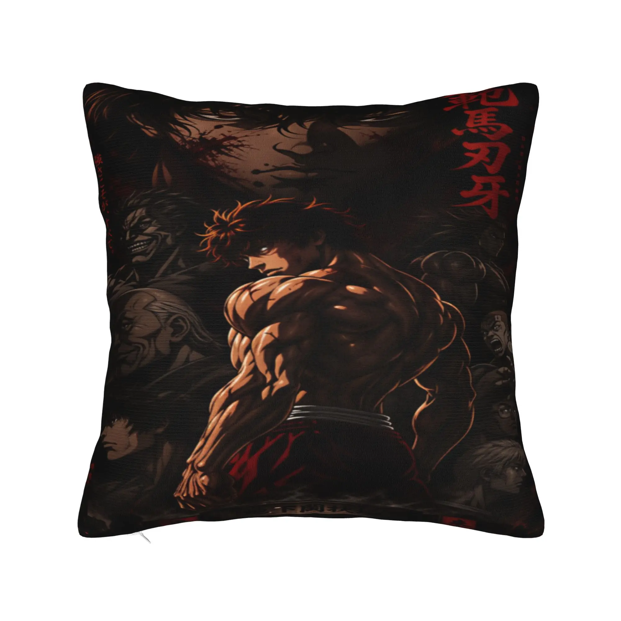 Anime B-BakiBaki Yujiro Hanma  Pillow Cover  Graphic Cushion Cover Morden Pillow Case For Chair Sofa Home Decor