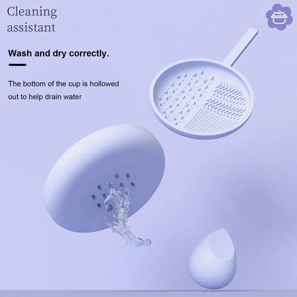 Silicone Makeup Brush Cleaning Bowl Portable Cosmetic Brush Cleaner Scrubber Mat Foldable Puff Holder