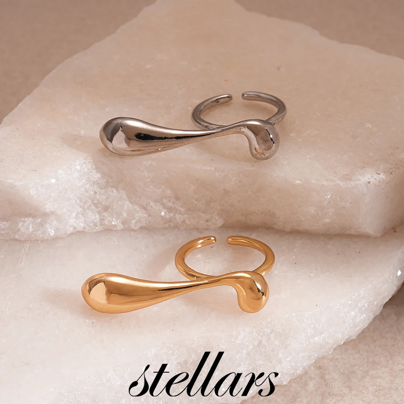

Stylish Unique Water Drop Geometric Open Ring Stainless Steel Attractive Fashion Jewelry valentines gift for Girlfriend, Wife