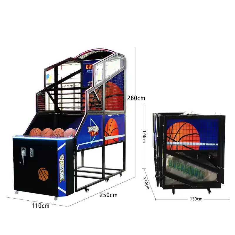 Foldable Basketball Machine Coin-Operated Interactive Arcade Console Entertainment Electronic Game Console Excluding Freight
