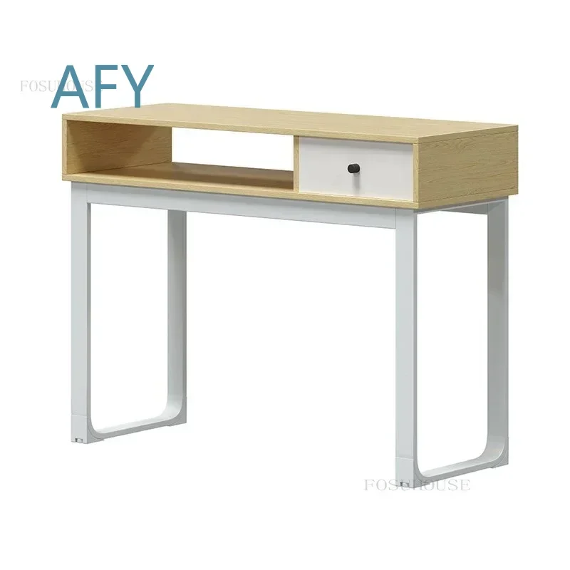 Solid Wood Japanese Style Nail Table for Manicure Pedicure Salon Furniture Set Log Color Modern Manicure Table and Chair for