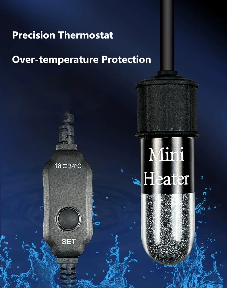 Mini USB Aufladen Aquarium Heizstab Aquarium Aquarium Heizung Tauch thermostat Heizung einstellbare Temperatur 18-34 ℃ – Detail 1