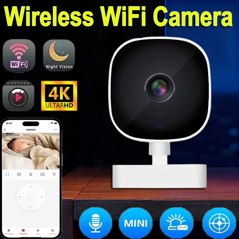كاميرا أمان جديدة 4K FullHD WiFi مراقبة لاسلكية مع كاميرا أمان للرؤية الليلية بالأشعة تحت الحمراء كشف الحركة الصوتية ثنائية الاتجاه #1