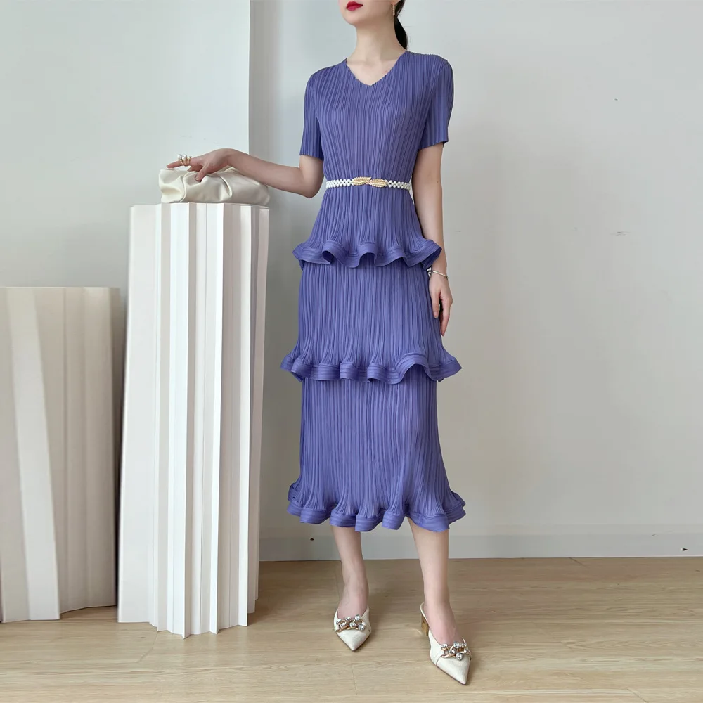 

Miyake Pleated Summer New Women's High Waist Dress Temperament High Sense Korean Fashion Age Reducing Cake Skirt