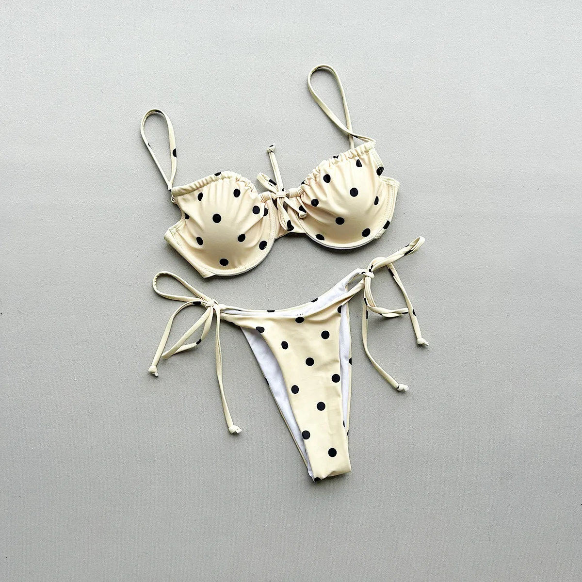 sexy polka dot print front tie push up micro bikinis sets two pieces thong swimsuits bathing suit swimwear biquini tankini
