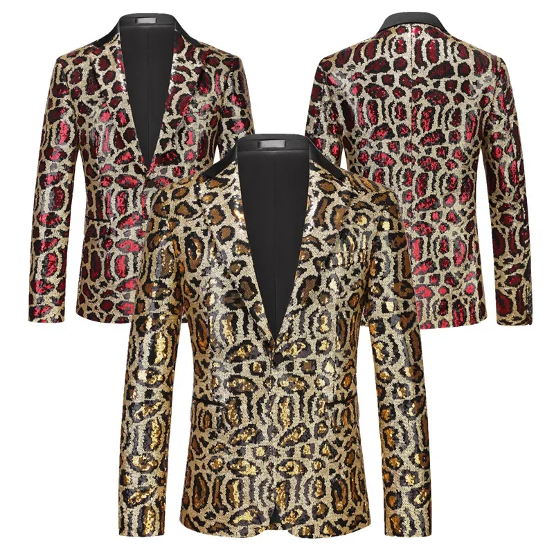 

Luxury Sequined Suit Men Single Button Jacket Fashion Singer Host Wedding Party Bar KTV Stage Performance Blazer