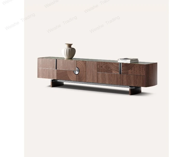 TV cabinet living room, modern simple wood grain design sense, whole house matching luxury stone TV cabinet