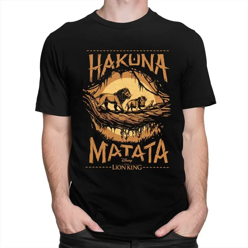 Custom Hakuna Matata Simba T Shirt Men Short-Sleeve The Lion King Anime T-shirts Streetwear Tee Pure Cotton Slim Fit Tshirt Gift