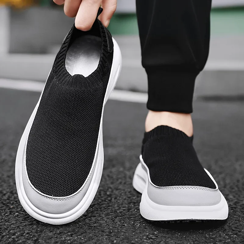 Men Shoes Breathable Fashion High-quality Hightop Socks Shoes Men Spring New Style Knitted Soft Sole Comfort Trend Casual Shoes