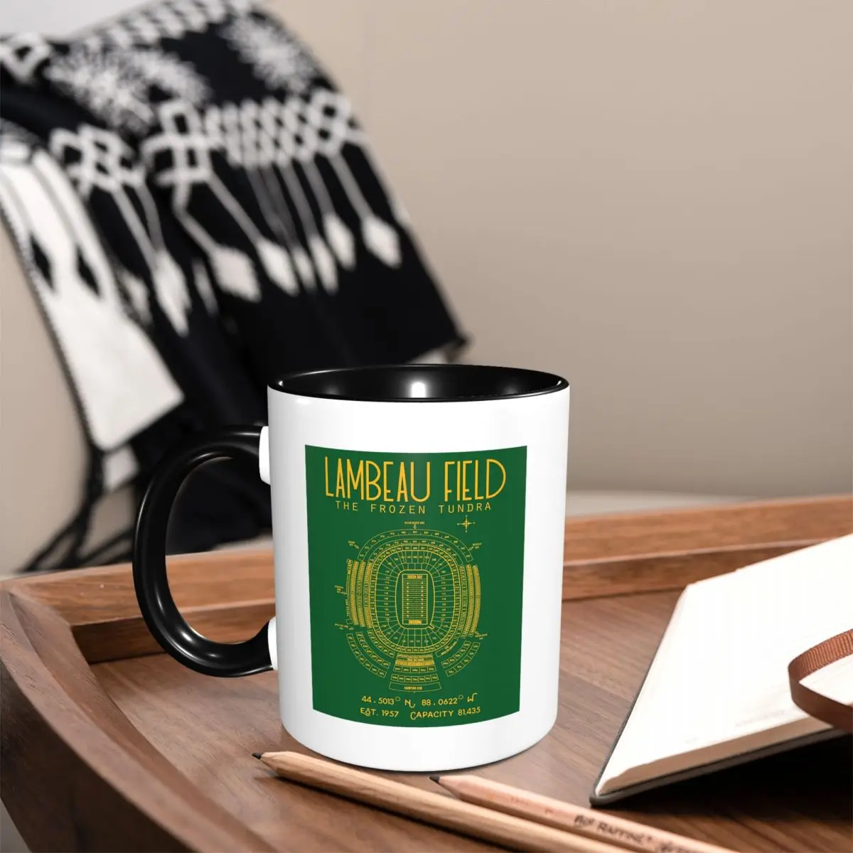 Green Bay Packers Lambeau Field Stadium Mug Funny Ceramic Coffee Cups Tea Mugs Milk Cup Drinkware Gift for Woman Man