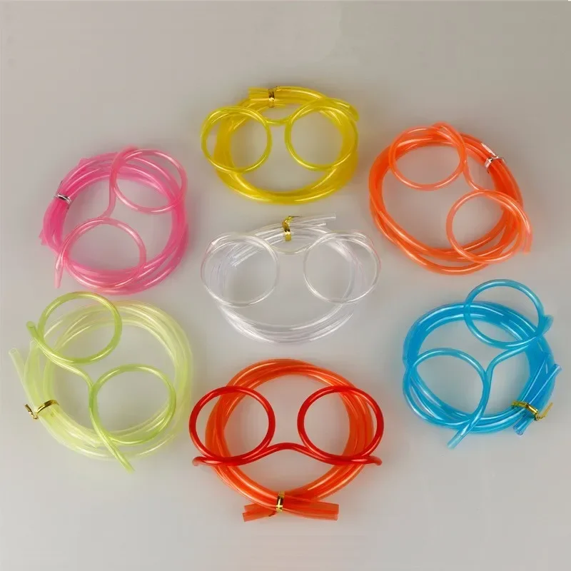 Straw Glasses Funny Soft PVC Glasses Flexible Drinking Straws Kids Party Supplies Bar Supplies Creativity Toy Kids Gift