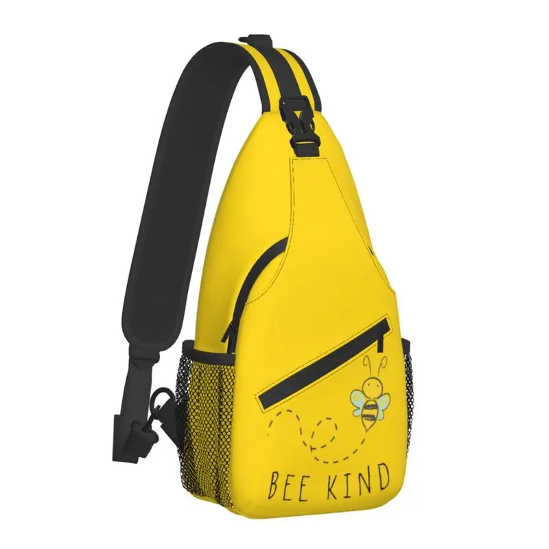 Bee Kind Crossbody Sling Backpack Men Custom Honeybee Insect Pattern Chest Shoulder Bag for Cycling Camping Daypack