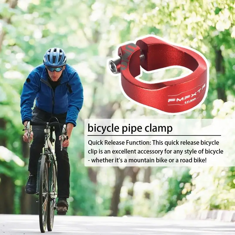 Bike Seat Clamp High Strength Metal Pipe Clamp Seat Tube Clip Quick Release Bike Seatpost Collar Bicycle Seat Adapter For