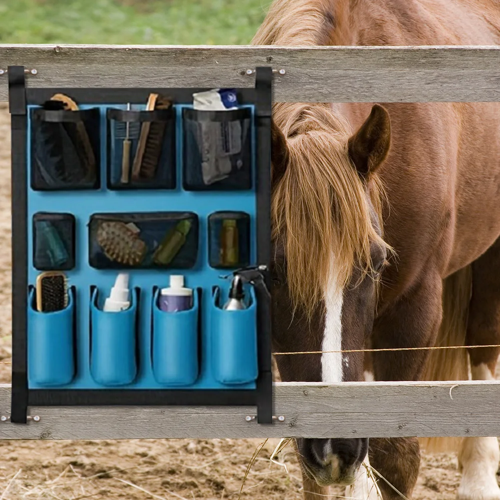 حقيبة تخزين Horse Tack منظم مقطورة الحصان حقيبة تخزين كبيرة للتعليق (أزرق)