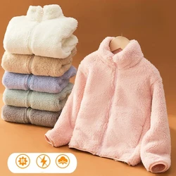 Family Match Coral Coat Kids Outerwear Warm Jacket Girls Boys Thick Outerwear 2024 Autumn Winter Children's Clothing
