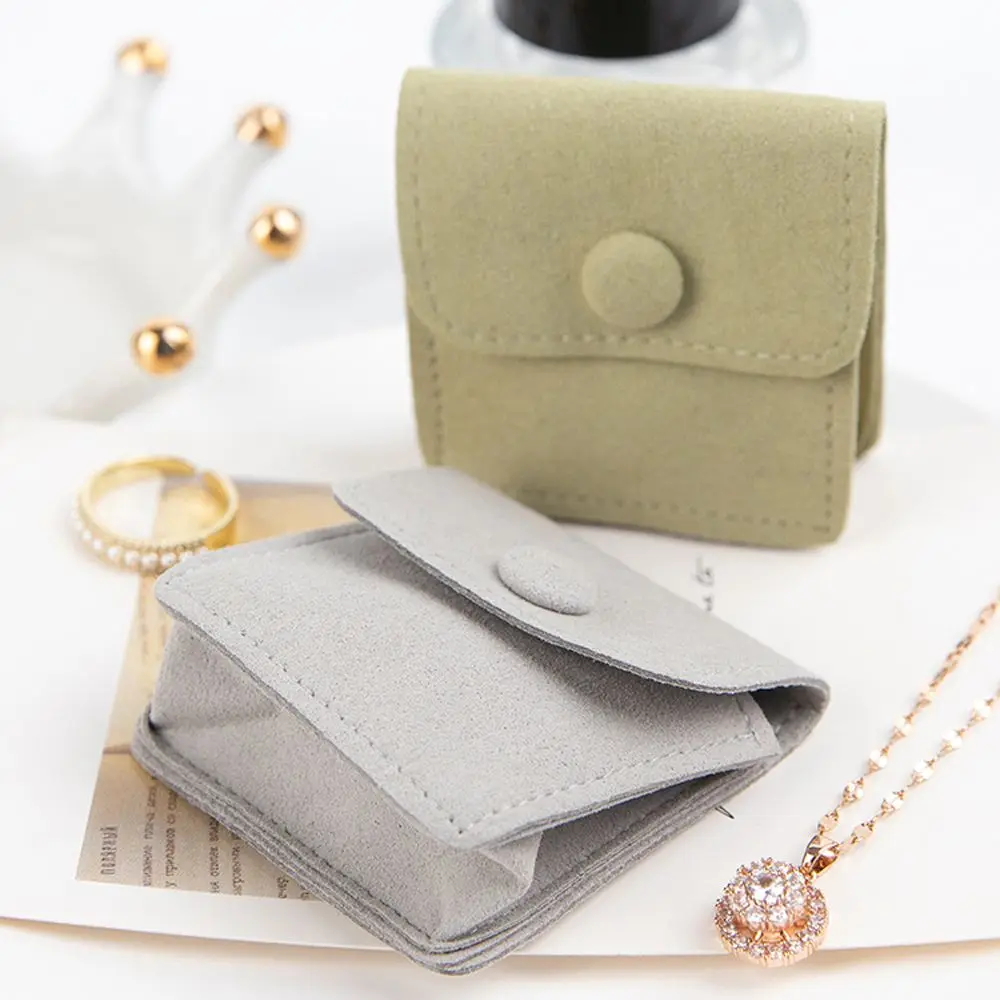 

Portable Earring Storage Necklace Pouches Rings Botton Velvet Pouch Jewelry Purse Bags Gift Packaging Packaging Snap Bags