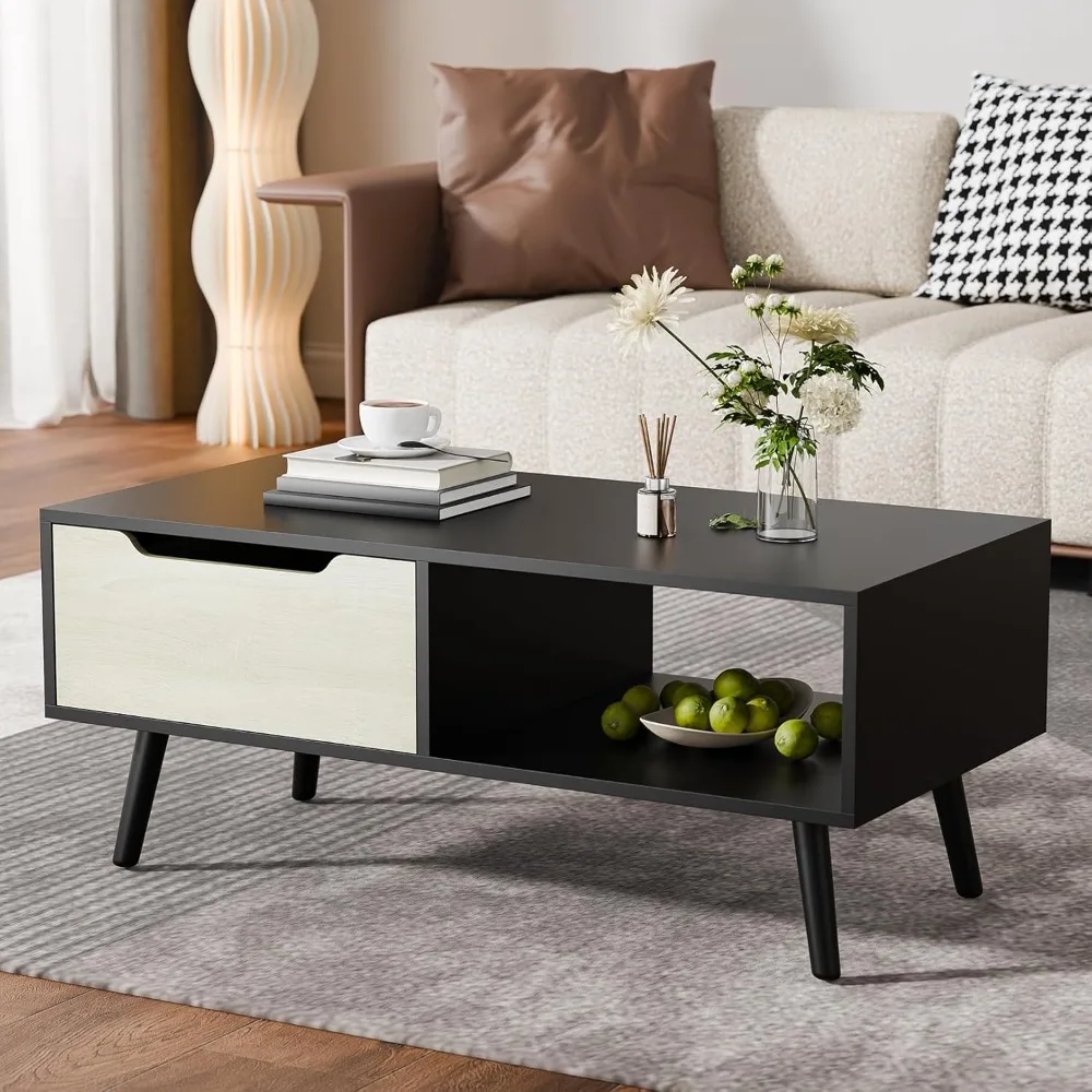 

Castle Modern Coffee Table, Wooden Cocktail Table with Storage, Minimalist Hallway Table, Mid Century Modern Coffee Table