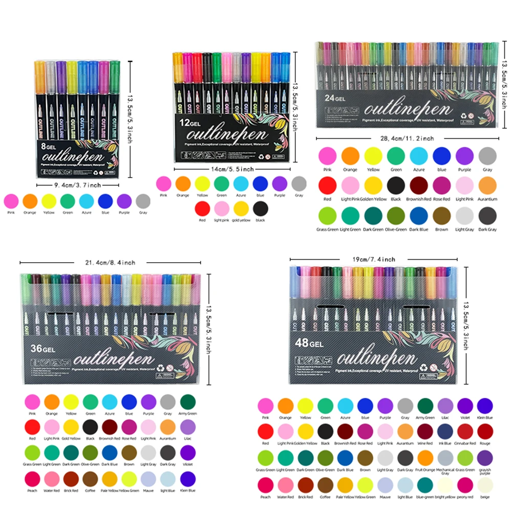 Pennarelli Contorno Glitter 12 Colori - Doppia Linea - Per Biglietti Pennarelli Contorno Glitter 12 Colori - Doppia Linea - Per Biglietti