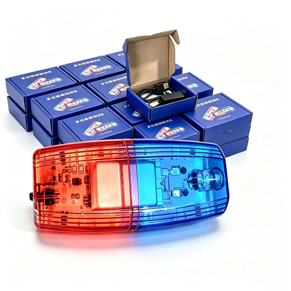 Red Blue Led Shoulder Warning Light Safety Patrol Alarm Flash Signal Strobe Lamp 600mAh USB Charging with Stainless Steel Clip
