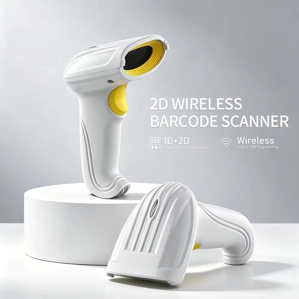 2D Wireless Barcode Reader Handheld 2.4G USB Barcode Scanner QR Code Reader 1D Barcode Scanning Gun Stock IOS Compatible