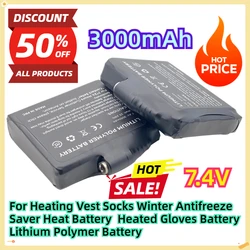 For Heating Vest Socks Winter Antifreeze Saver Heat Battery Heated Gloves Battery 7.4V 3000mah Lithium Polymer Battery