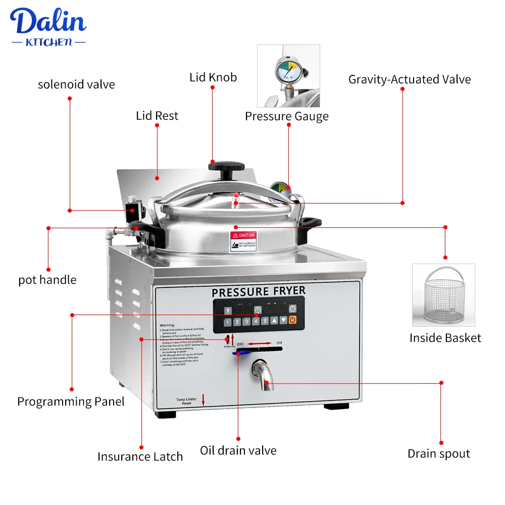 Commercial Food Truck 16L  Pressure Fryer with Automatic Timer Henny Penny Fast Food Stainless Steel Fryer Machine view 6