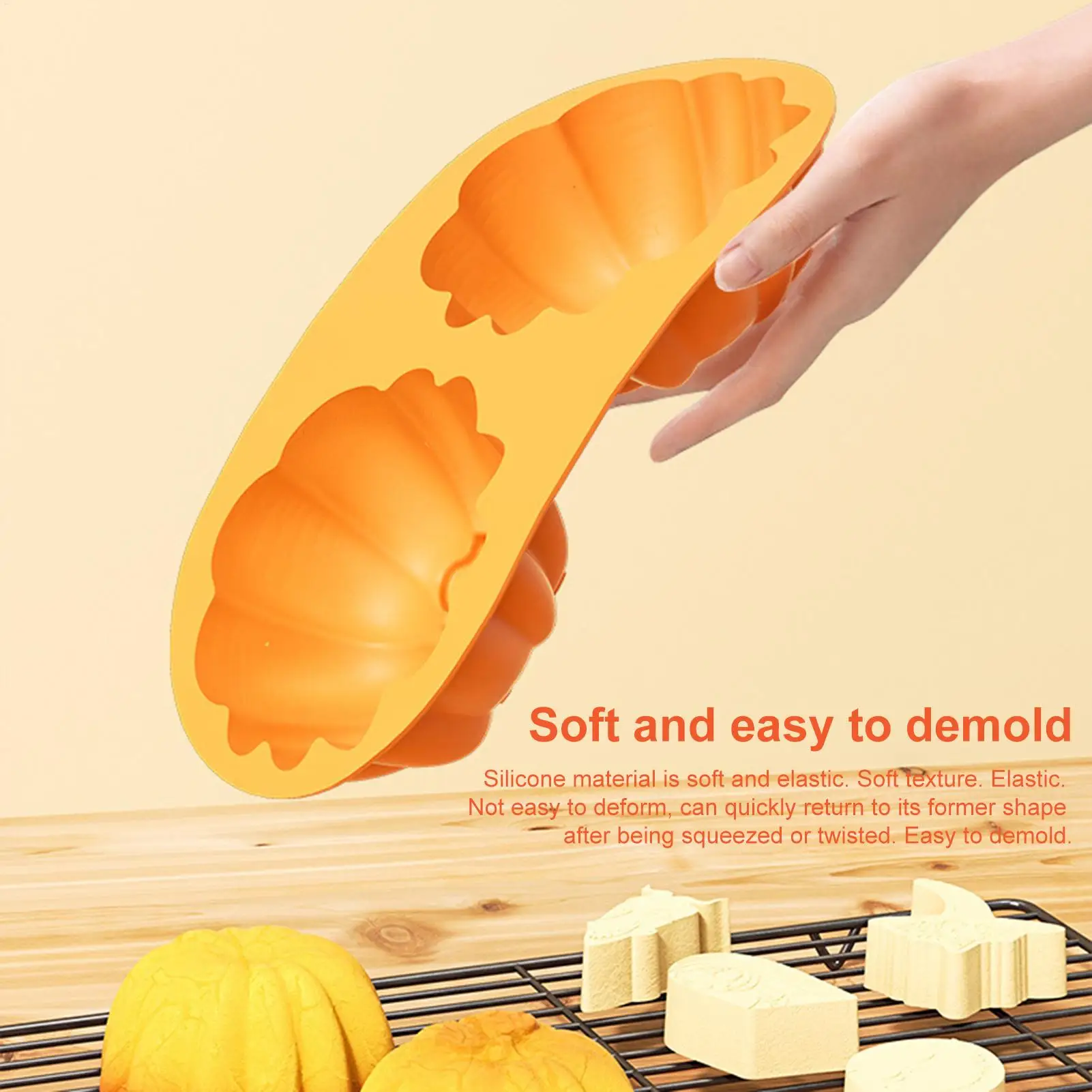 

Silicone Cake Molds Pumpkin Shape Fondant Molds 2-Cavity Easy Demoulding Chocolate Mould for Cake Pudding Jelly Halloween