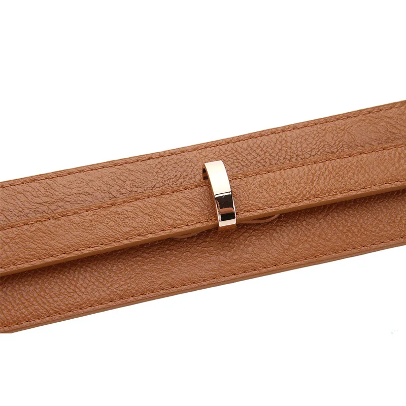 Womens Obi Riem Vintage Leer Echt Lederen Elastische Taille Riem Mode Brede Riemen