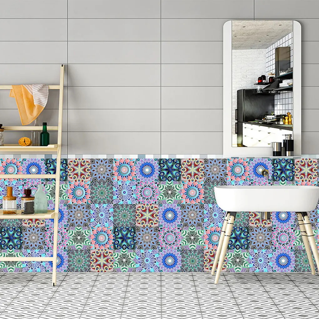 Carreau mural vinyle fleur autocollant Mural carrelage décalcomanie imperméable auto-adhésif carrelage autocollant, MZ-2-117, grand