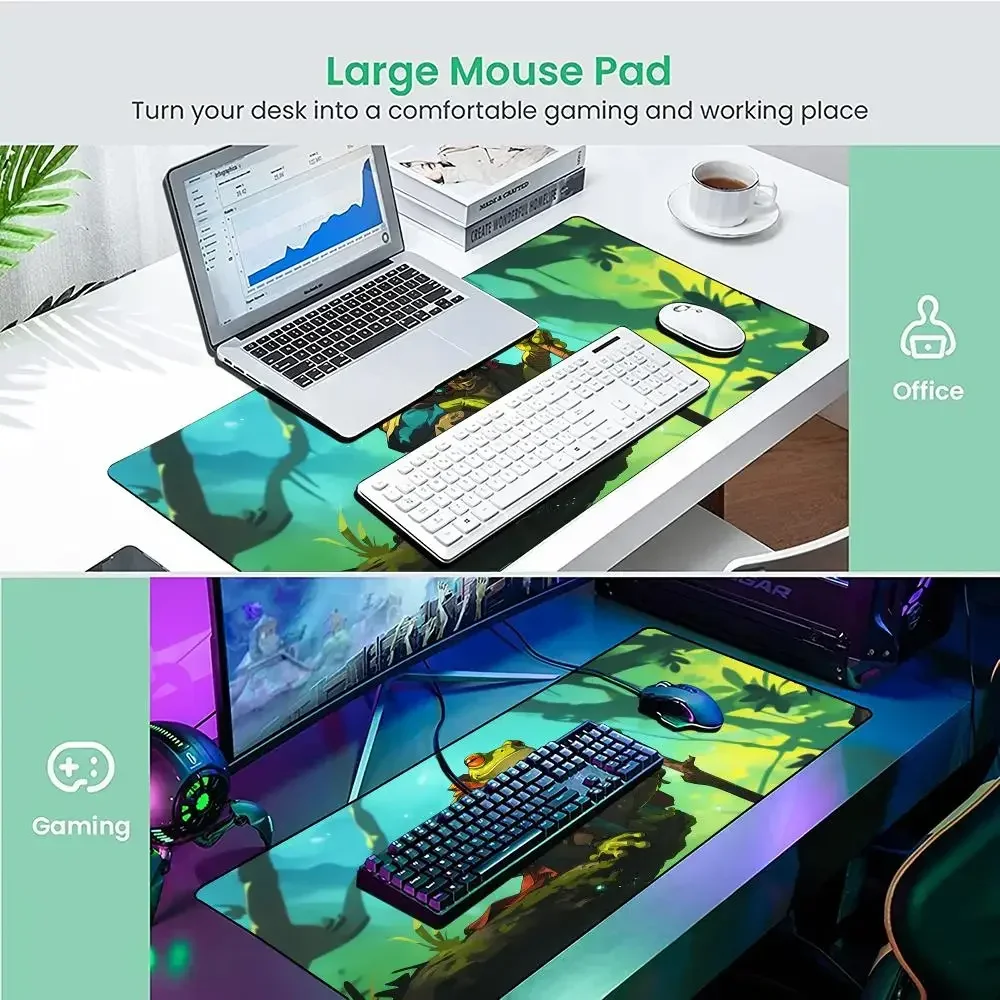 Cartoon-stijl kikker krijger anime Muismat rubber antislip Bureaumat pc-accessoires Gaming mat toetsenbord mousepad magische mat