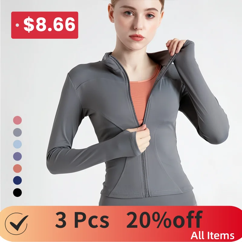 

Outdoor Sport Long Sleeved Women Yoga Fleece Clothing Quick Dry Zipper Tight Stand Up Collar Gym Jacket Running Fitness Top Coat