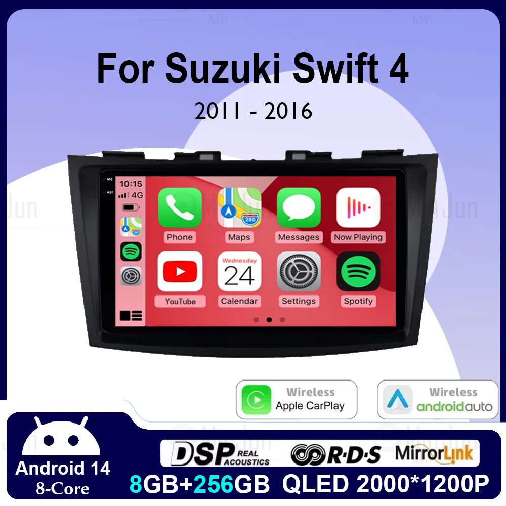 

Android 14 Car Radio For Suzuki Swift 4 2011-2017 Wireless Carplay Auto Radio Multimedia Player 4G Wifi GPS DSP 48EQ no 2din