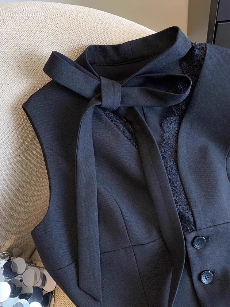 الراقية خمر Bla الدانتيل لصق سترة المرأة الصيف Ele Slizing Svel أعلى مطابقة تنوعا ارتداء فضفاضة تناسب #3