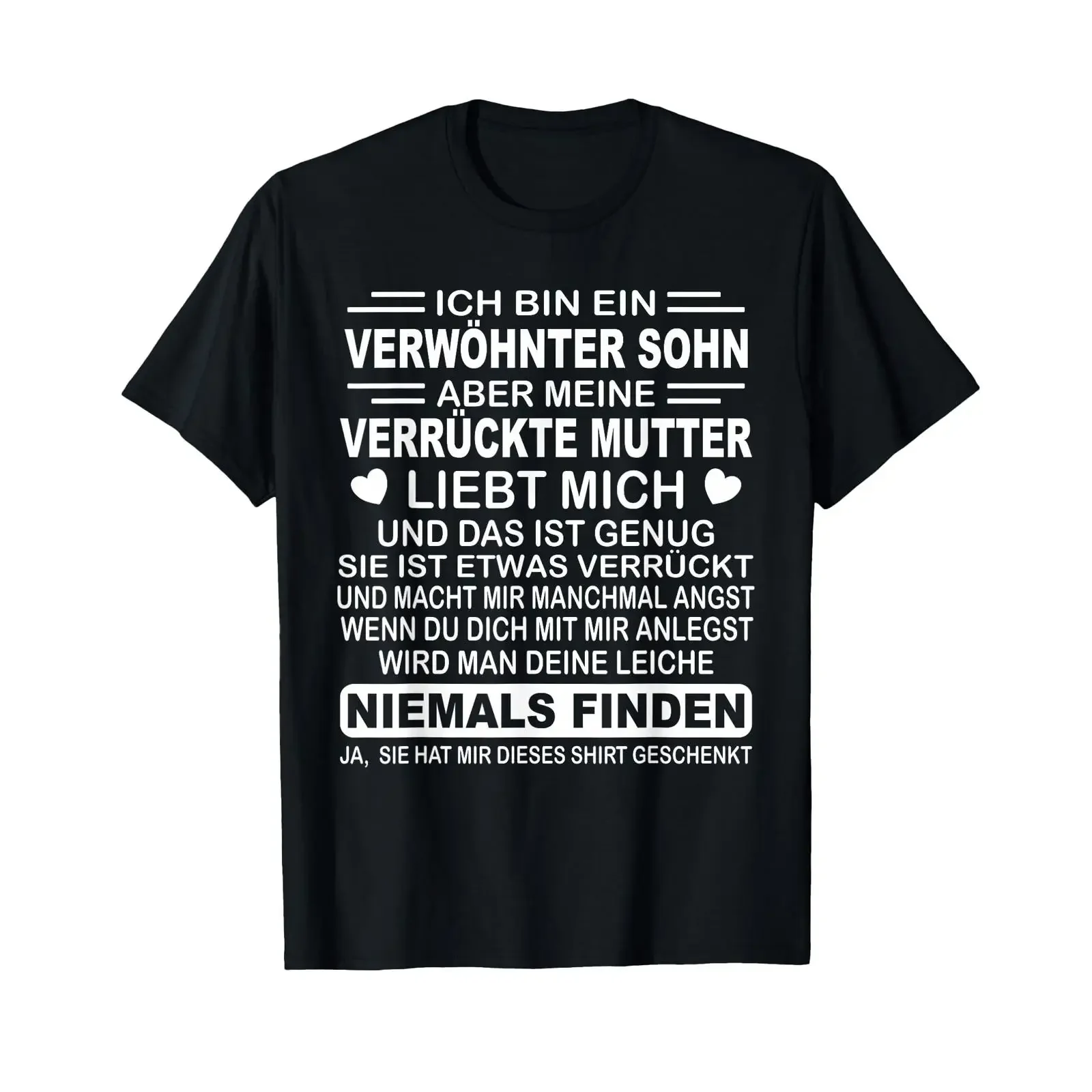 T-shirt pour homme avec texte allemand « Ich Bin Ein Verwöhnter Sohn Aber Meine Verrückte Mutter », style vintage délavé