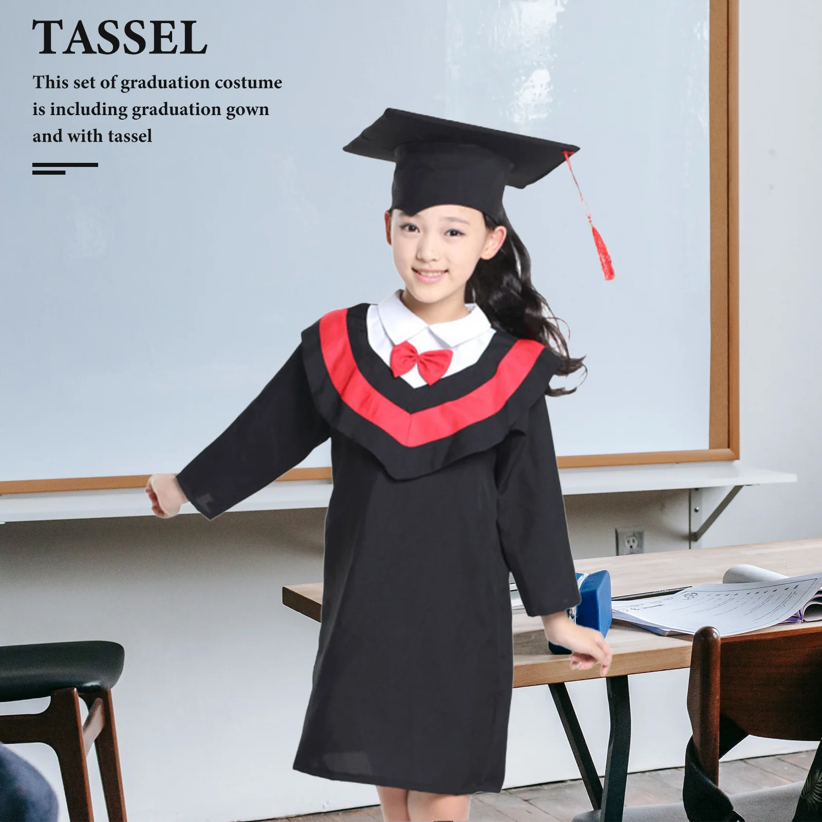 Children Graduation Gown Tassel Set Kids Costume Comfortable Material Preschool Academic Design Celebrate School