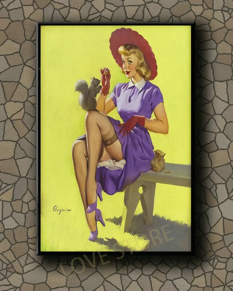 P202 Vintage Beautiful Pin-up Girl Classic Picture 326 Silk Fabric Poster Art Decor Indoor Painting Gift