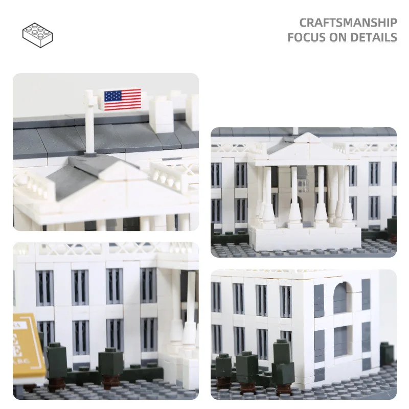 Wereld Moderne Beroemde Architectuur Bouwstenen Witte Huis Washington D.C. Verenigde Staten Blok President Kantoor Model Speelgoed