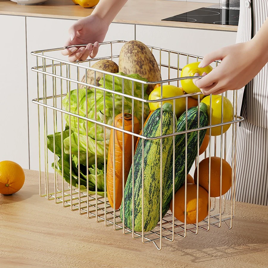 Kitchen Storage Rack Sink Drain Rack Stainless Steel Vegetable Storage Basket Household Non Perforated Wall Mounted Basket