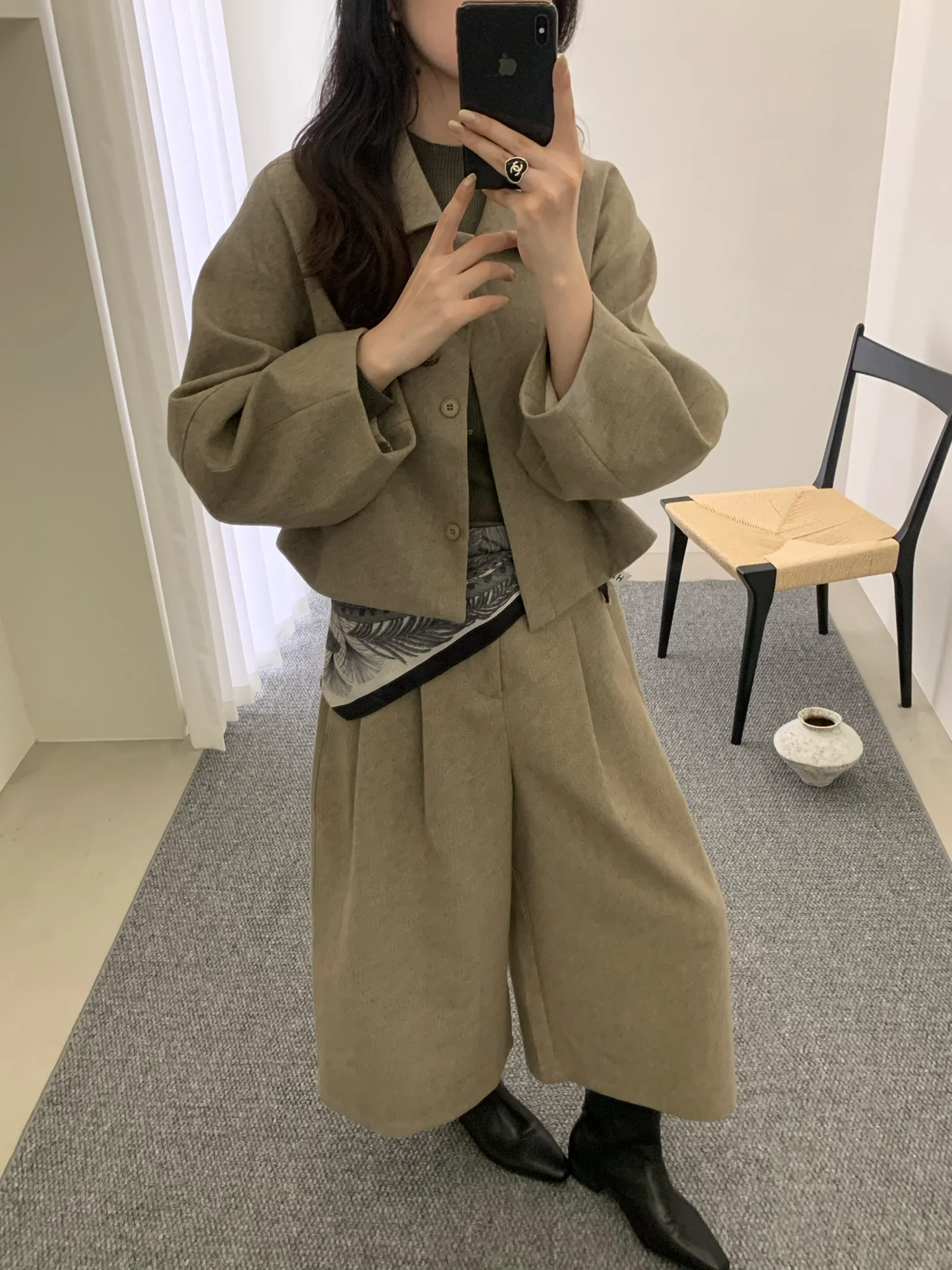 

Корейское шерстяное пальто, женское модное пальто с удлиненным отложным воротником на пуговицах, повседневное женственное осенне-зимнее пальто