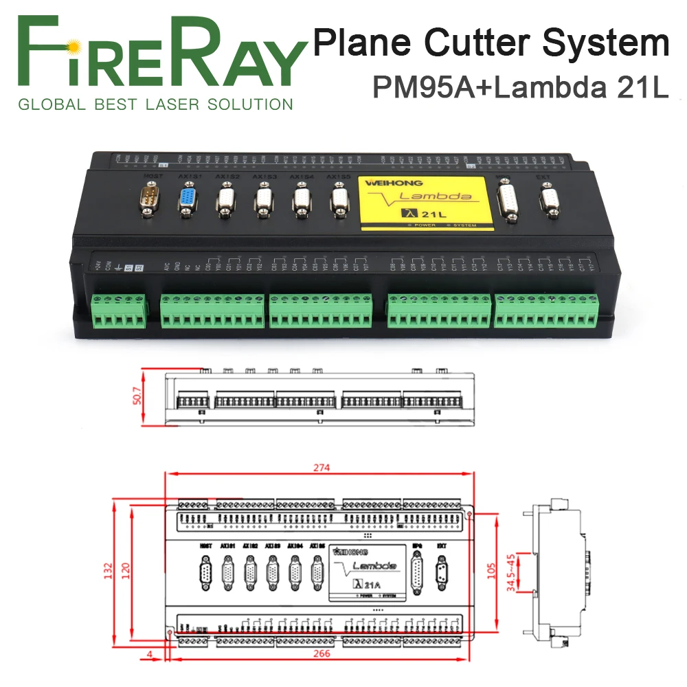 Controlador láser de fibra FireRay WeiHong PM95A + Lambda 21L con volante inalámbrico para avión/tubería/acero angular/acero de canal