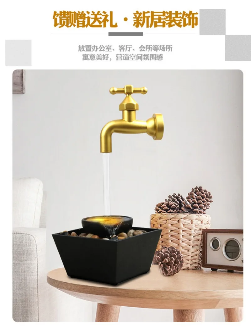 Desktop Circulating Water Fountain Ornament, Indoor Water Feature for Living Room Office, Housewarming & Business Opening Gift